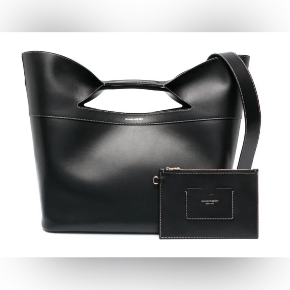 Alexander Mcqueen Black Leather The Bow Bag $2590 - Picture 1 of 14